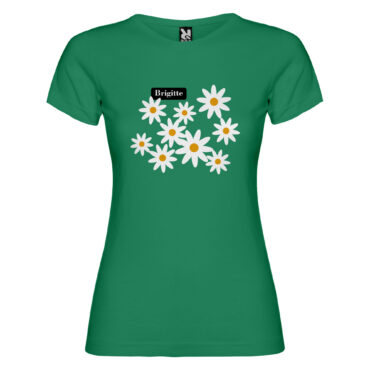 Camiseta de mujer margaritas - Brigitte (Verde manga corta)
